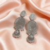 Oxidised Silver Round Jhumka Earrings | BME