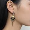Gold-Toned Geometric Pearl Drop Earrings