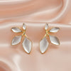 White Pearl Leaf Stud Earrings | BME