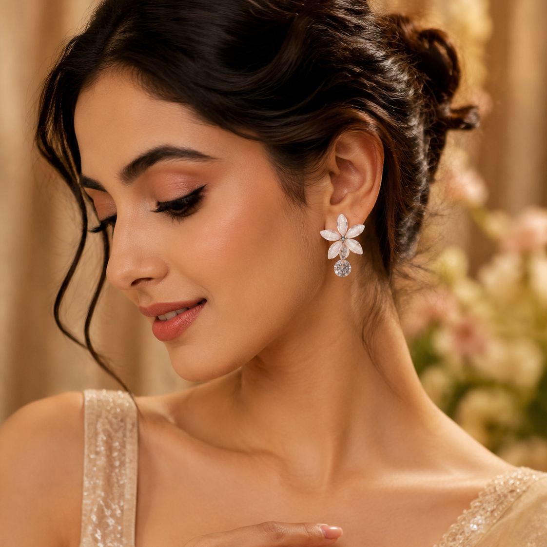 Crystal Bloom Flower Drop Earrings