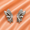 Silver Butterfly Crystal Stud Earrings
