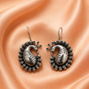 Oxidised Silver Peacock Design Earrings