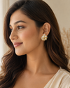 Gold Pearl Cluster Statement Earrings