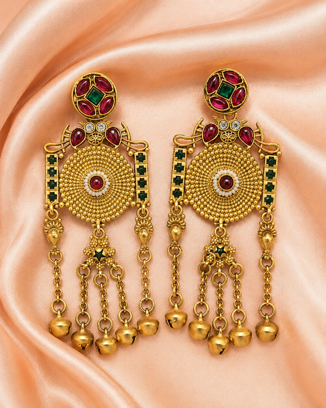 Antique Gold Statement Chandbali Earrings