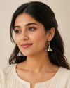 Oxidised Silver Multicolour Bead Jhumka Earrings