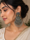 Oxidised Silver Peacock Jhumka Earrings