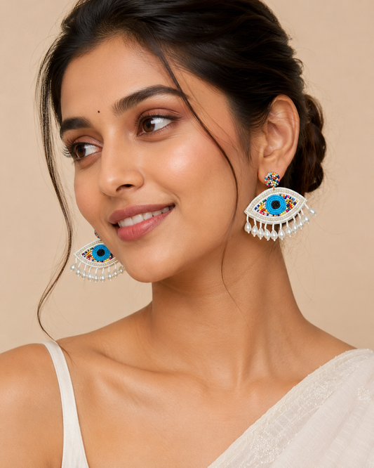 Evil Eye Beaded Drop Earrings
