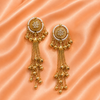 Gold Pearl Beaded Chain Tassel Earrings | BME