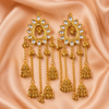 Gold Kundan Teardrop Chain Tassel Kashmiri Earrings | BME