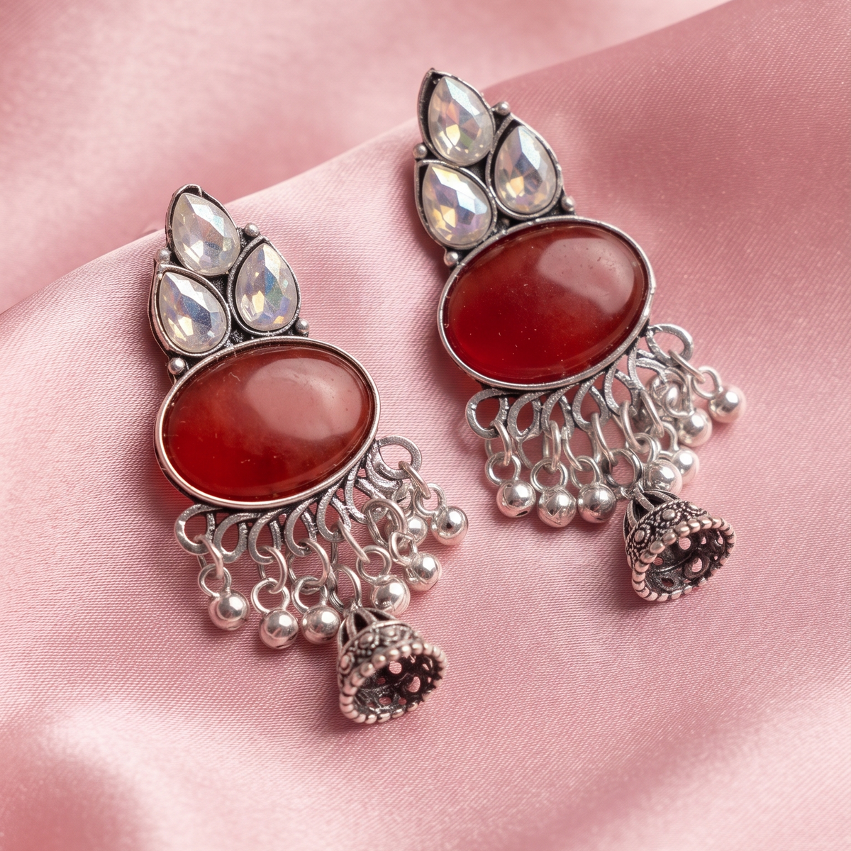 Oxidised Silver Jhumka Earrings