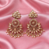 Gold Kundan Floral Pearl Drop Earrings