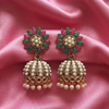Antique Gold Multicolor Floral Jhumka Earrings