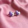 Purple & White Dual Heart Stud Earrings
