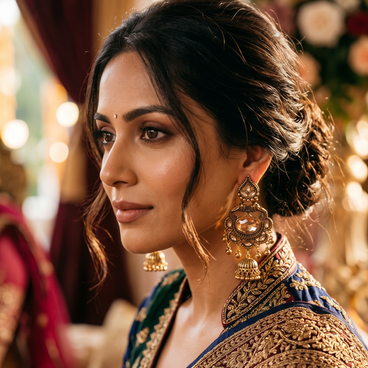 Antique Gold Kundan Elephant Jhumka Earrings