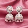 Silver Pearl Stone Jhumka Earrings