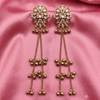 Antique Gold Kundan Chain Tassel Earrings