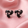 Turquoise Enamel Knot Stud Earrings with Silver-Tone Finish for Women