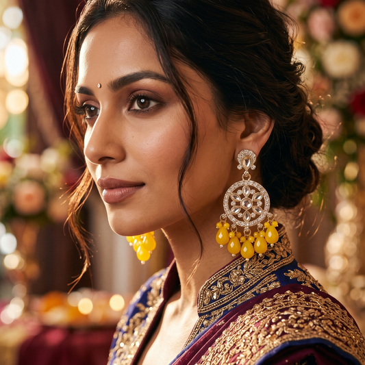 Kundan Beaded Drop Earrings