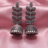 Oxidised Silver Leaf Design Jhumka Earrings for Women
