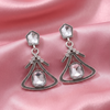 Silver Geometric Crystal Drop Earrings