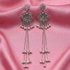 Oxidised Silver Floral Chain Tassel Earrings