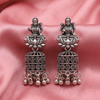 Oxidised Silver Lakshmi Lotus Jhumka Earrings