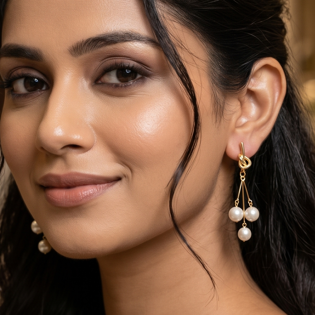 Gold-Tone Pearl Drop Dangle Earrings