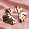 Golden Sculpted Petal Statement Earrings