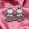 Oxidised Silver White Stone Ghungroo Drop Earrings