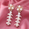 Pearl Floral Drop Statement Earrings