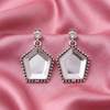 Silver Geometric Mirror Drop Earrings