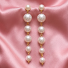 Long White Pearl Drop Earrings