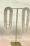 Silver Rhinestone Chain Drop Earrings – Luxury Party Earrings India