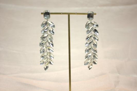 Statement Crystal Drop Earrings with Leaf Design