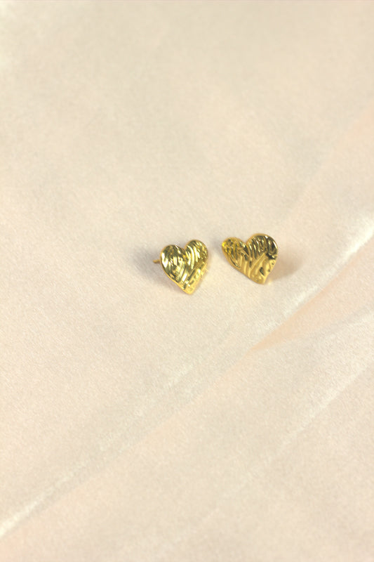 Textured Molten Heart Stud Earrings