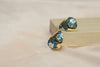 Teal Floral Gold-Tone Stud Earrings – Premium Designer Statement Studs Women