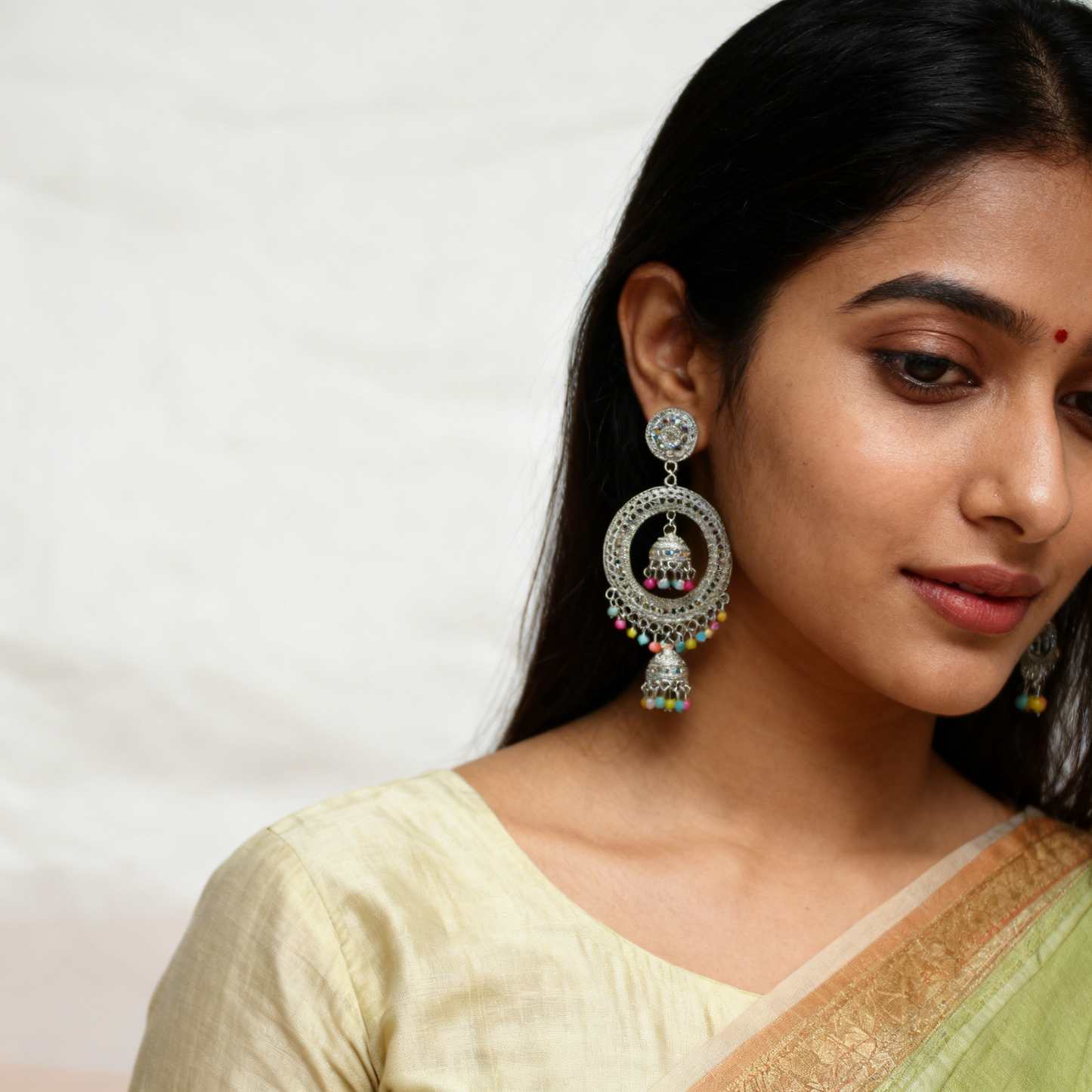 Antique Gold Chandbali Earrings – Pearl Stone Studded Ethnic Earrings India