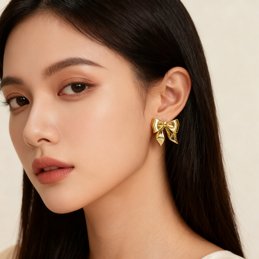 Chic Gold Bow Stud Earrings – Elegant Statement Knots