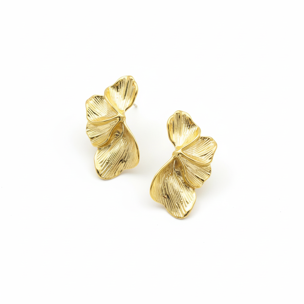 Gold Leaf Statement Earrings – Sculpted Petal Luxe Design
