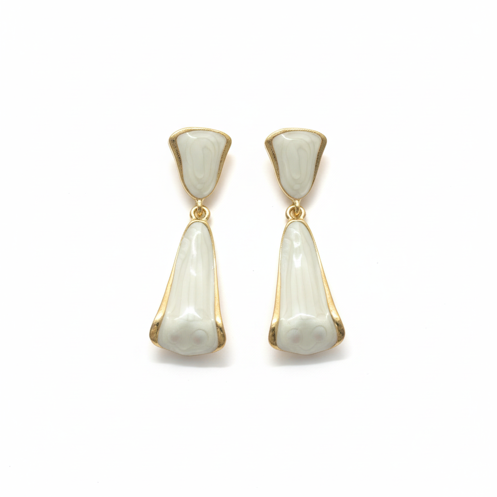 Elegant Drop Pearl Earrings – Ivory & Gold Statement Design