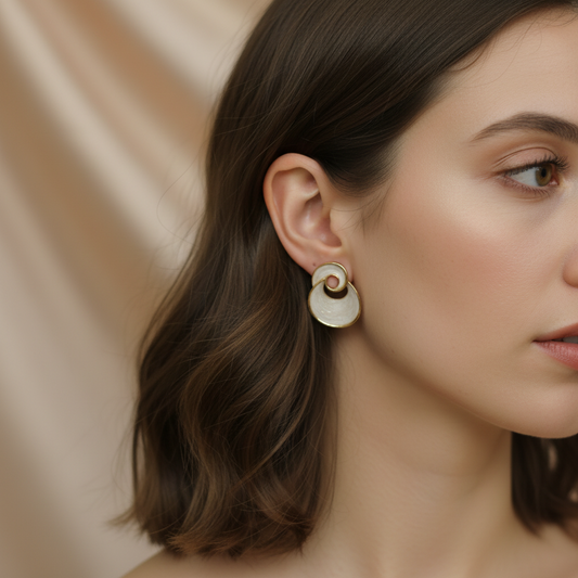 Pearl Shell Swirl Earrings – Elegant Statement Jewellery for Women