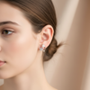 Dainty Pave Floral Pearl Earrings - 2-in-1 Silver Ear Jacket Style