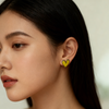 Yellow Sculptural Heart Studs