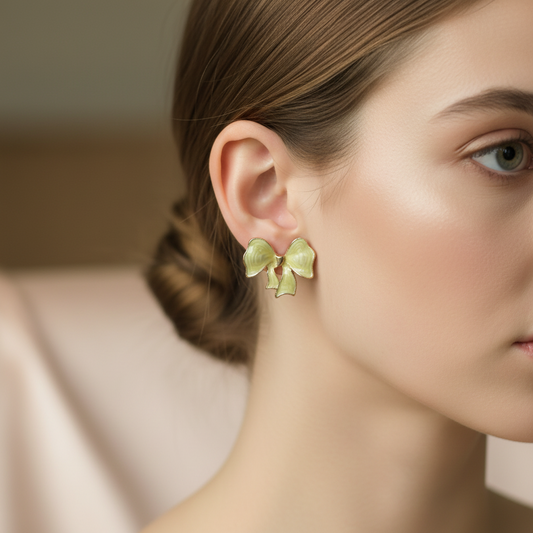 Yellow Bow Stud Earrings – Playful Enamel Earrings for Women