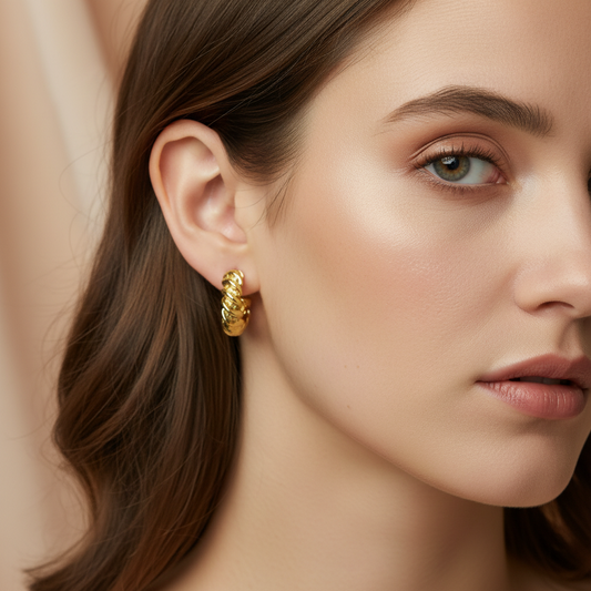 Luxe Twisted Gold Hoop Earrings – Stainless Steel Statement Hoops