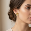 Floral Pearl Drop Earrings – Gold & Ivory Elegant Design