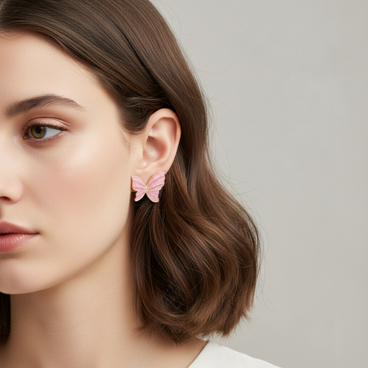Butterfly Statement Earrings – Stainless Steel Enamel Earrings for Women