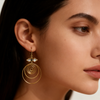 Golden Spiral Drop Earrings – Triple Circle Statement Dangles