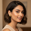 Gold Heart Statement Stud Earrings