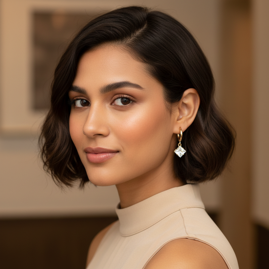Rose Gold Crystal Drop Hoop Earrings | BME